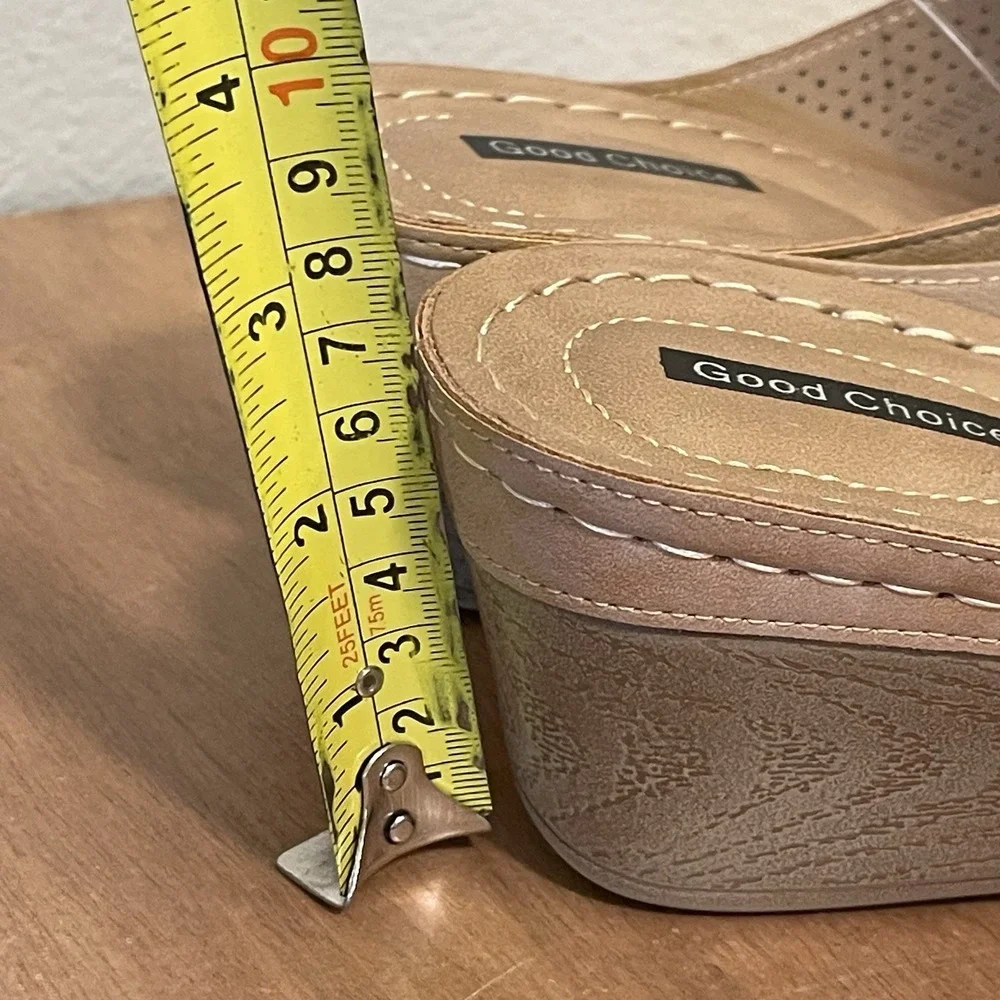 NEW Good Choice Hayden Comfort Wedge Sandals Tan Bronze‎ Cushioned Light Size  9